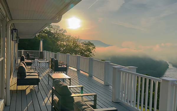 Deck view sunrise at the Lilly Valley Inn in Pearisburg, VA